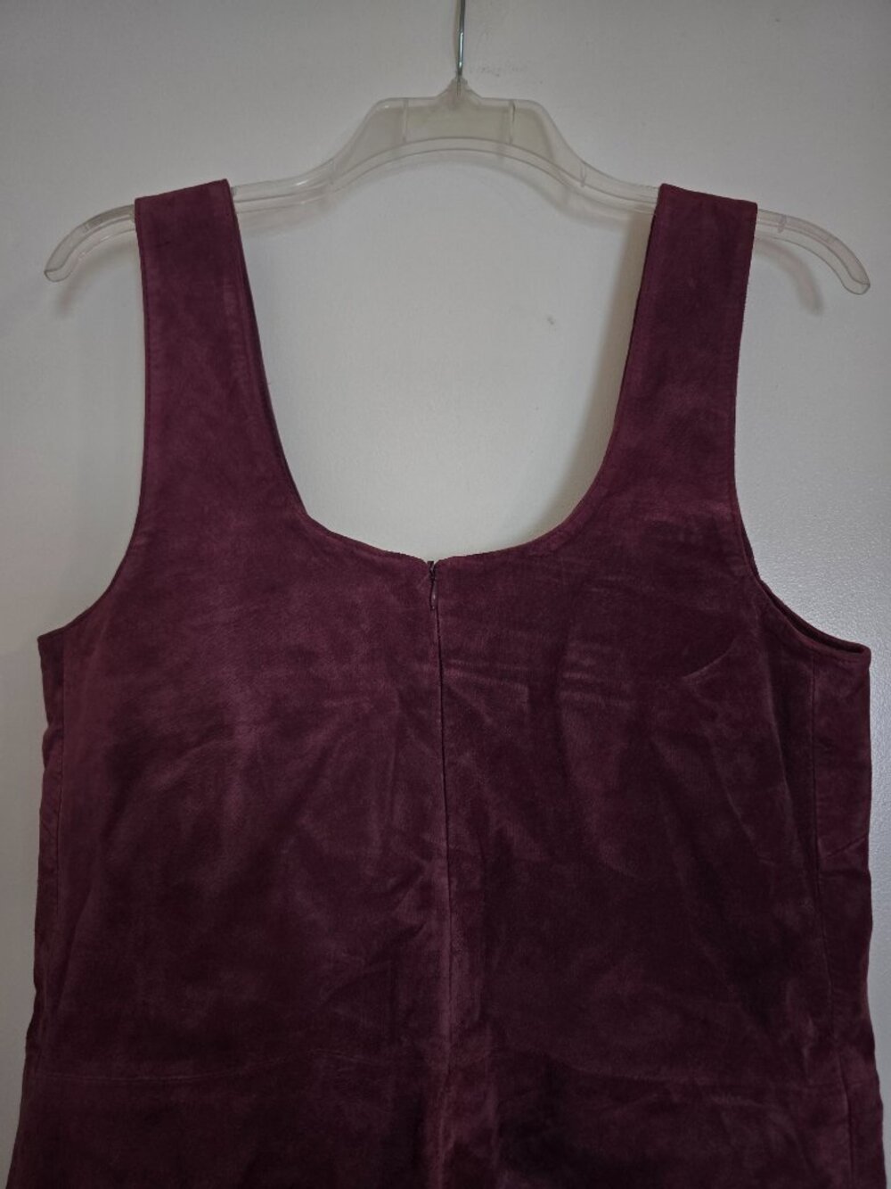 BB Dakota Vintage Style Plum 100% Suede Leather Shift Pinafore Dress Size 8 - Picture 6 of 16